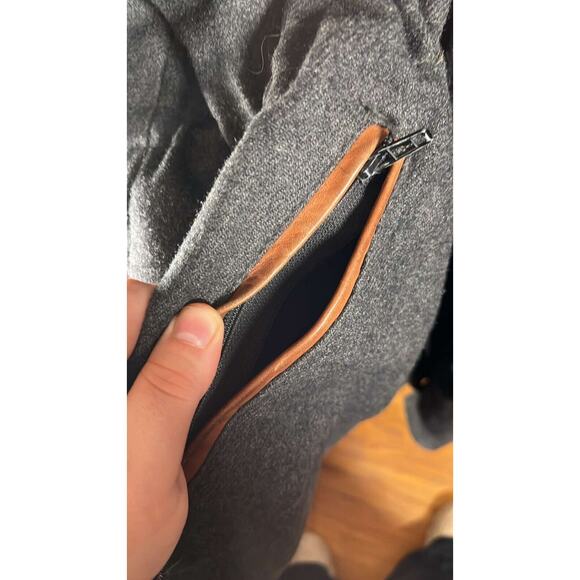 Vintage 90s LEFA Wool Leather Shooting Hunter Jacket Lace Sides Front Gray XL - Picture 7 of 8